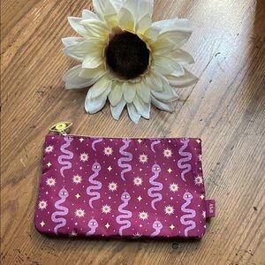 ipsy Pink and Yellow Snake Pattern Pouch